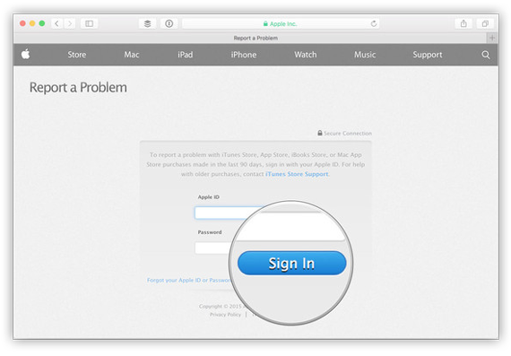 How to get a refund from Apple using web browser - Step 1