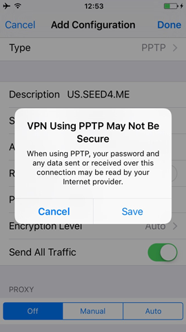 How to setup PPTP VPN on iPhone - Step 3