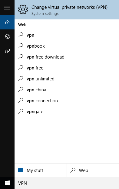 How to setup PPTP VPN in Windows 10 - Step 1